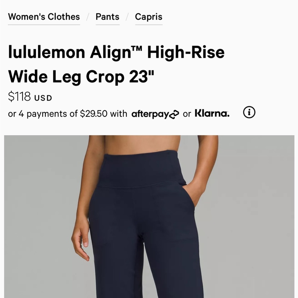 Lululemon Align High Rise Wide Leg Crop 23”